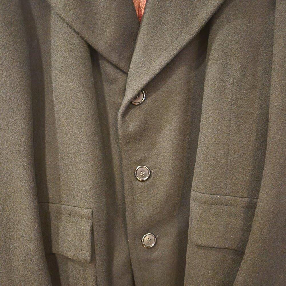 Rajura Cashmere Witty Brothers Overcoat Mens Size 42 44 Black Long Coat Vintage - Picture 7 of 9